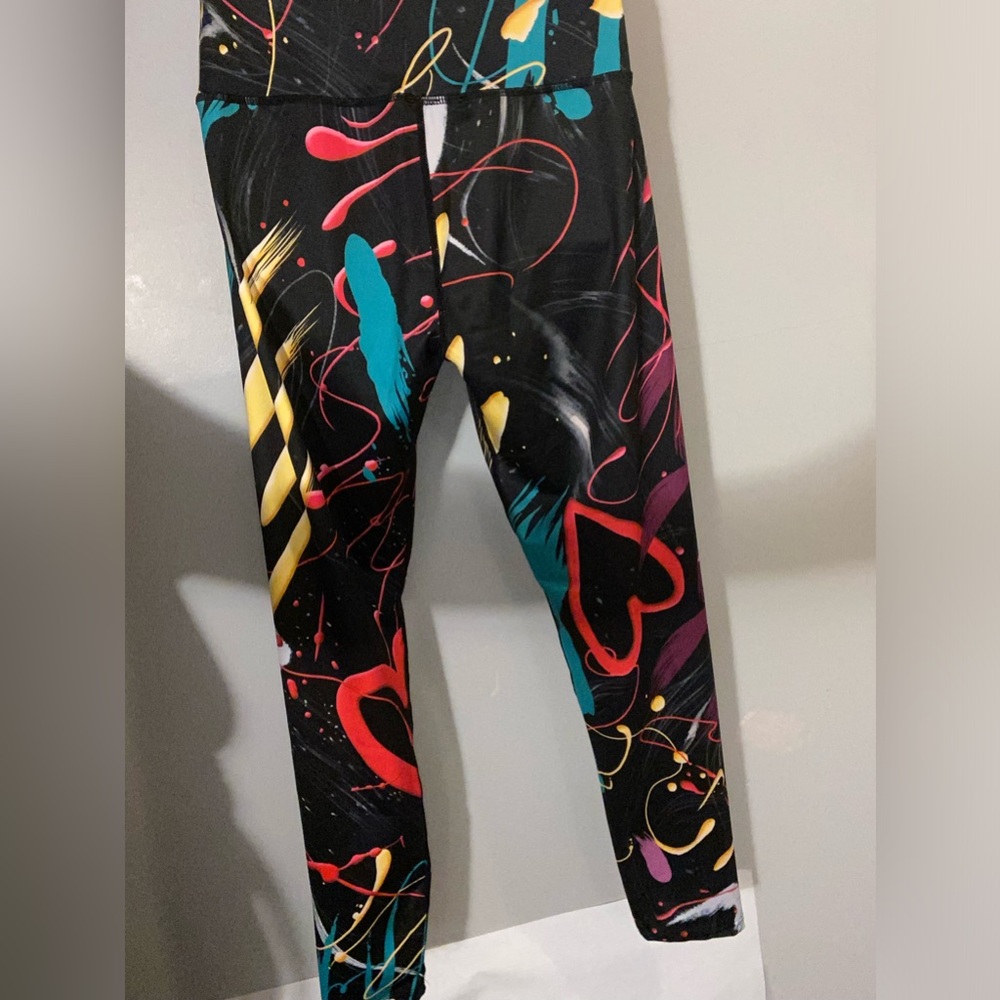Graffiti and Hearts Vibrant Multi-Color Leggings